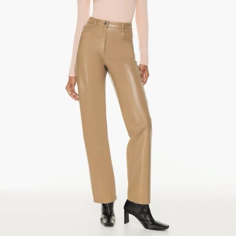 Wilfred Aritzia The Melina Faux Leather Pant Size 2 Inseam 30 Tan